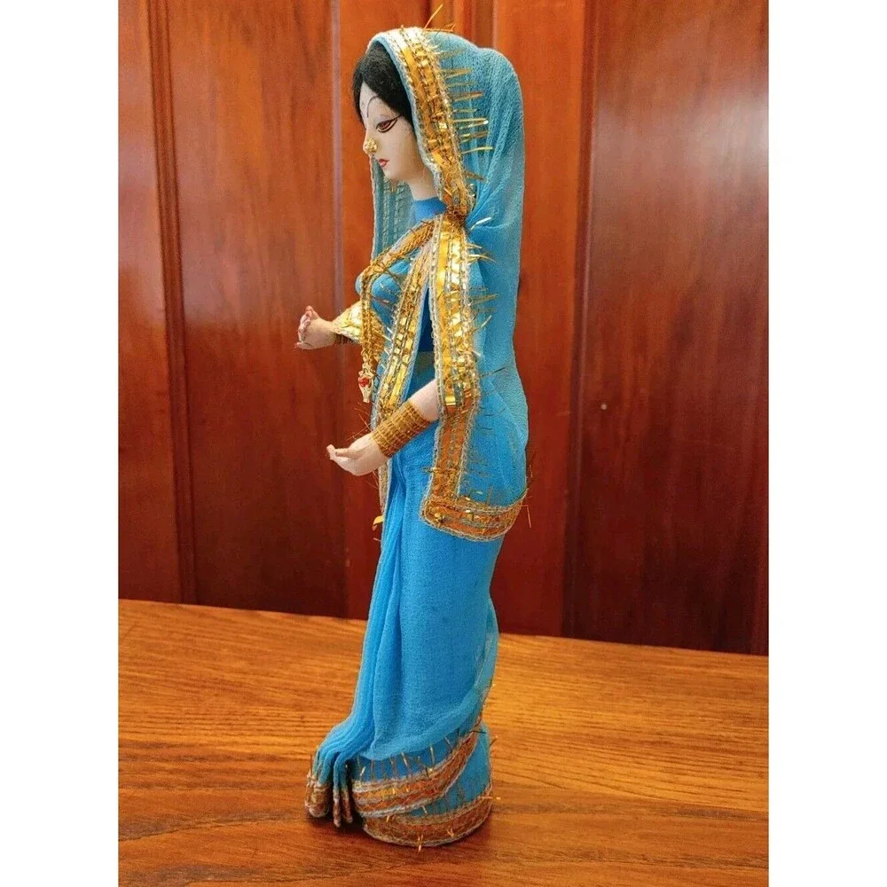 VTG Beautiful Details Handmade Indian Woman Saree Traditional Wearing Doll